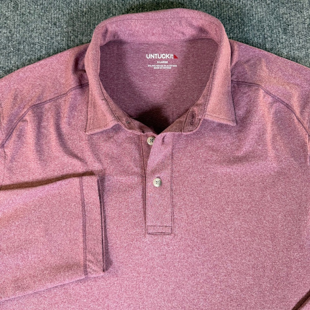 UNTUCKit LS Clavidor Mens XL Regular Fit Long Sleeve Polo Shirt Pink 41917 #3981